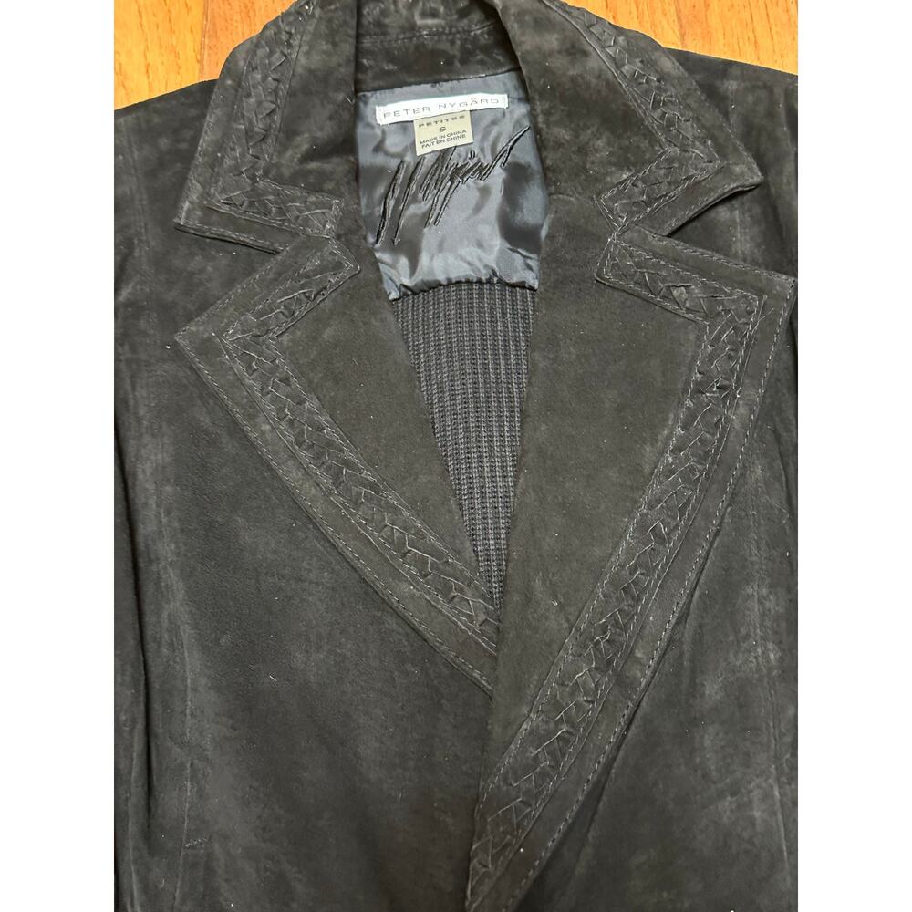 Peter Nygard Leather & Knit Toggle Jacket Black Size PS New Petite Small - Picture 7 of 9